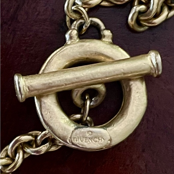 Reserved for taxladymichelle: Vintage Givenchy Gold Tone Button Station Necklace - Picture 3 of 7